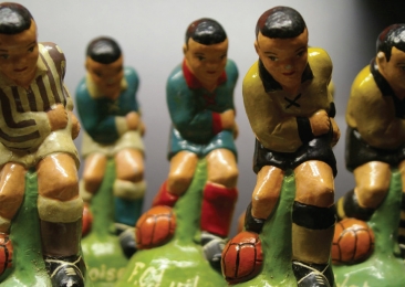 Soccer players in plaster